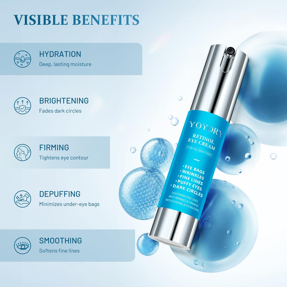 YOYORY retinol under eye cream ingredient hyaluronic acid feature supports hydration and plumpness