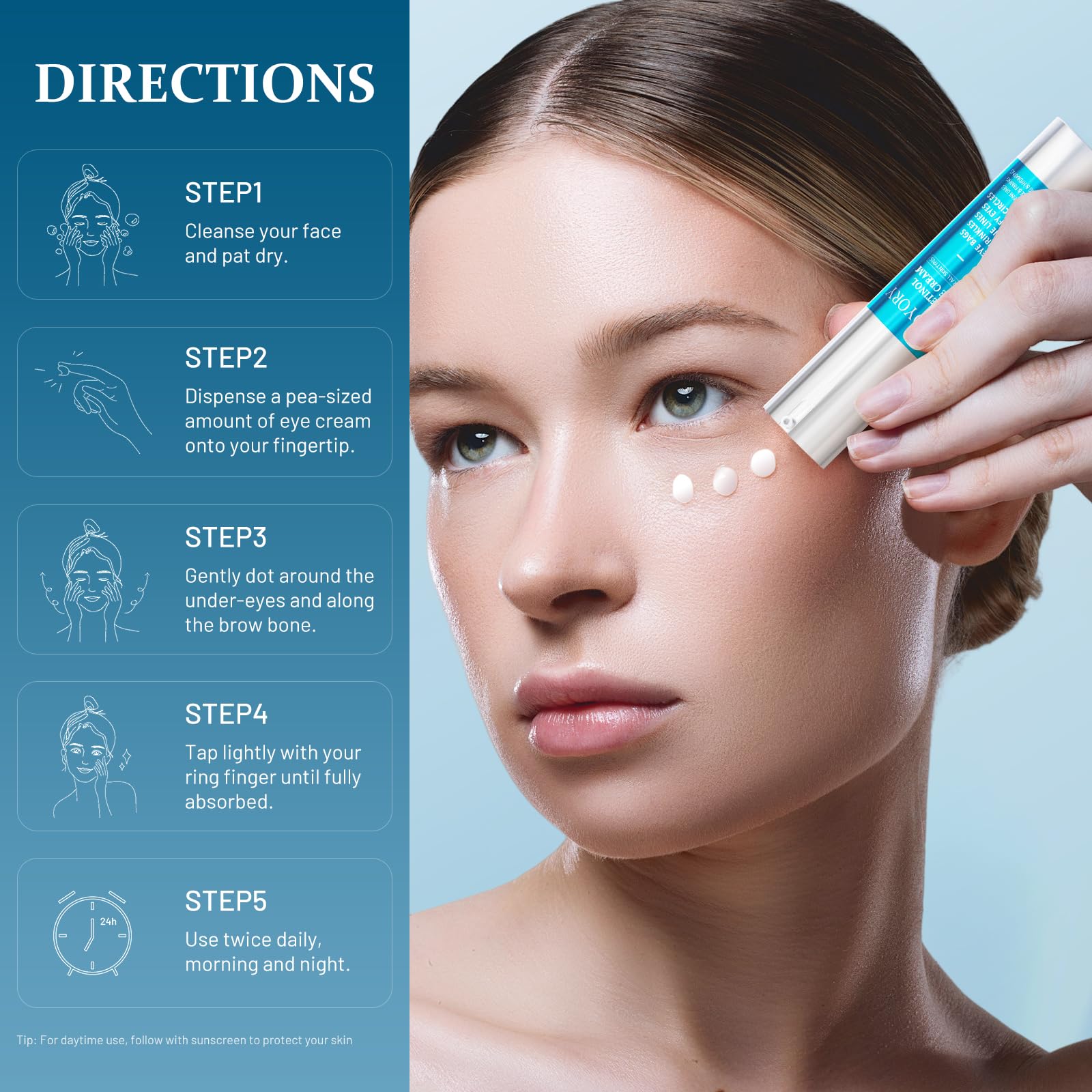 YOYORY retinol under eye cream satin finish close up highlighting texture and absorption