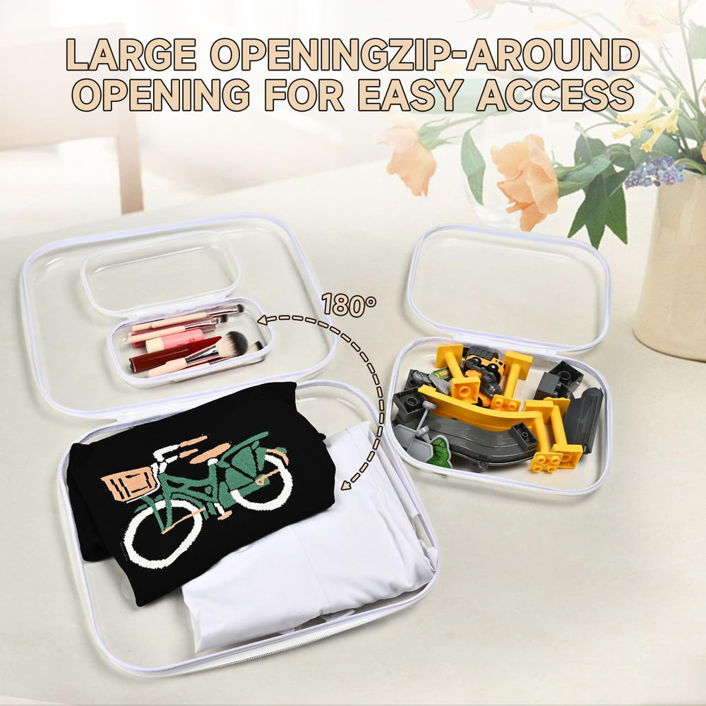 YQBRAO clear case on countertop keeps bathroom essentials visible.