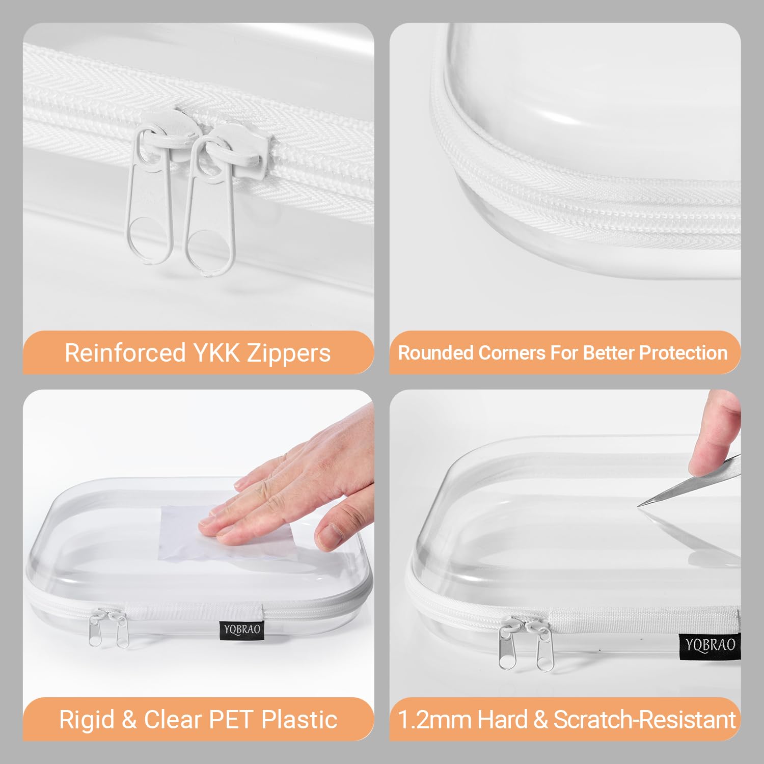 YQBRAO 6-pack large-front clear shell case for cosmetics and pens storage