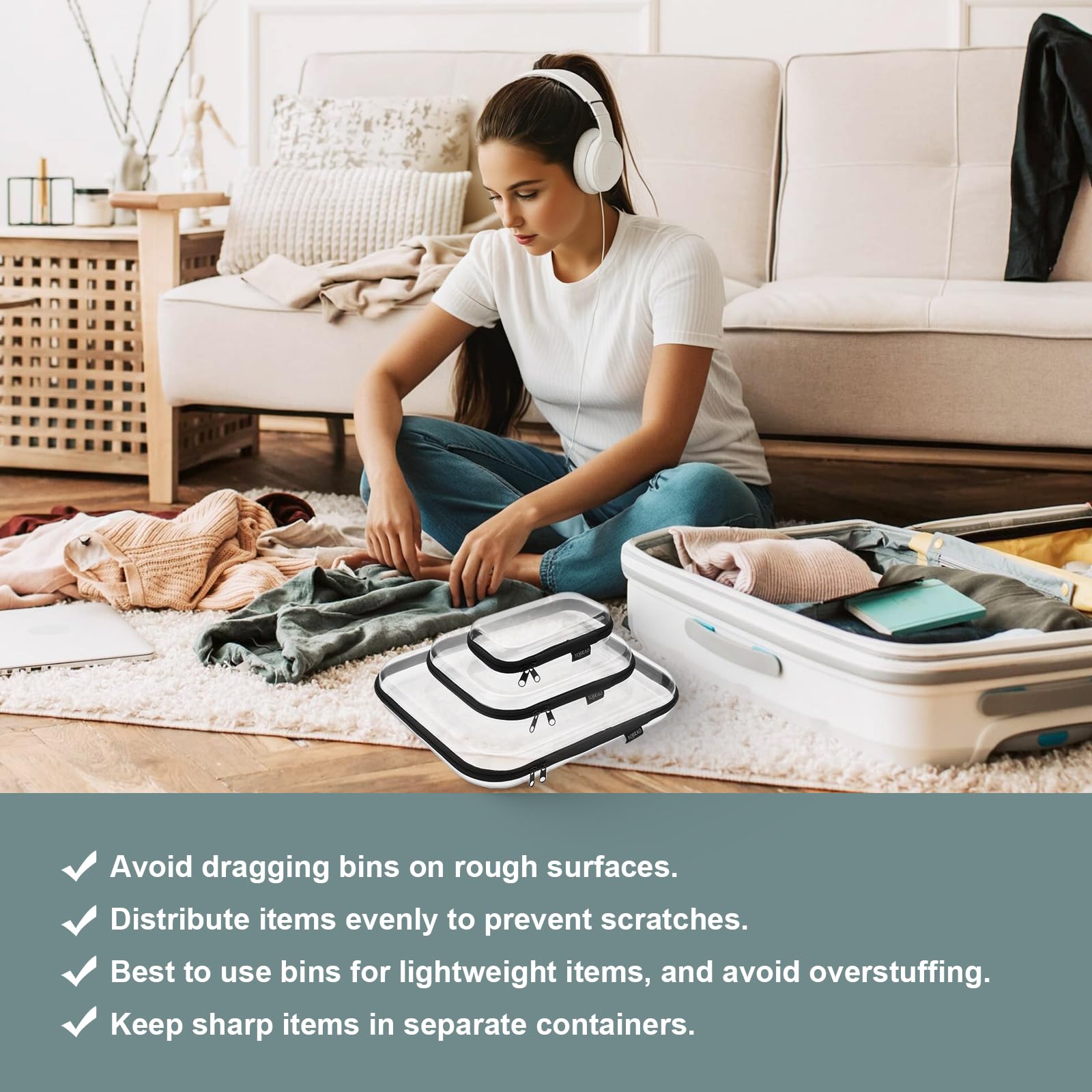 YQBRAO durable clear plastic construction for safe family storage