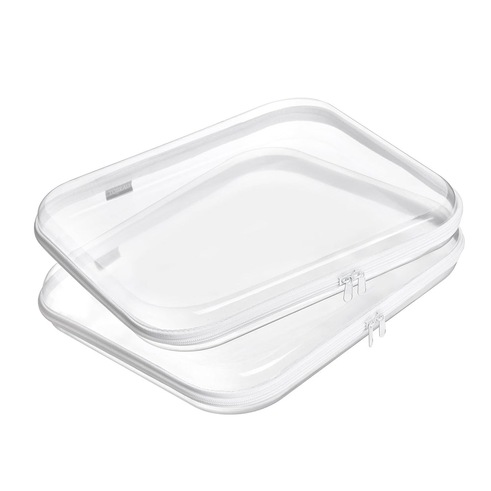 YQBRAO clear hard-shell zipper case front view for easy, dust-free organization