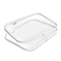 YQBRAO clear hard-shell zipper case front view for easy, dust-free organization