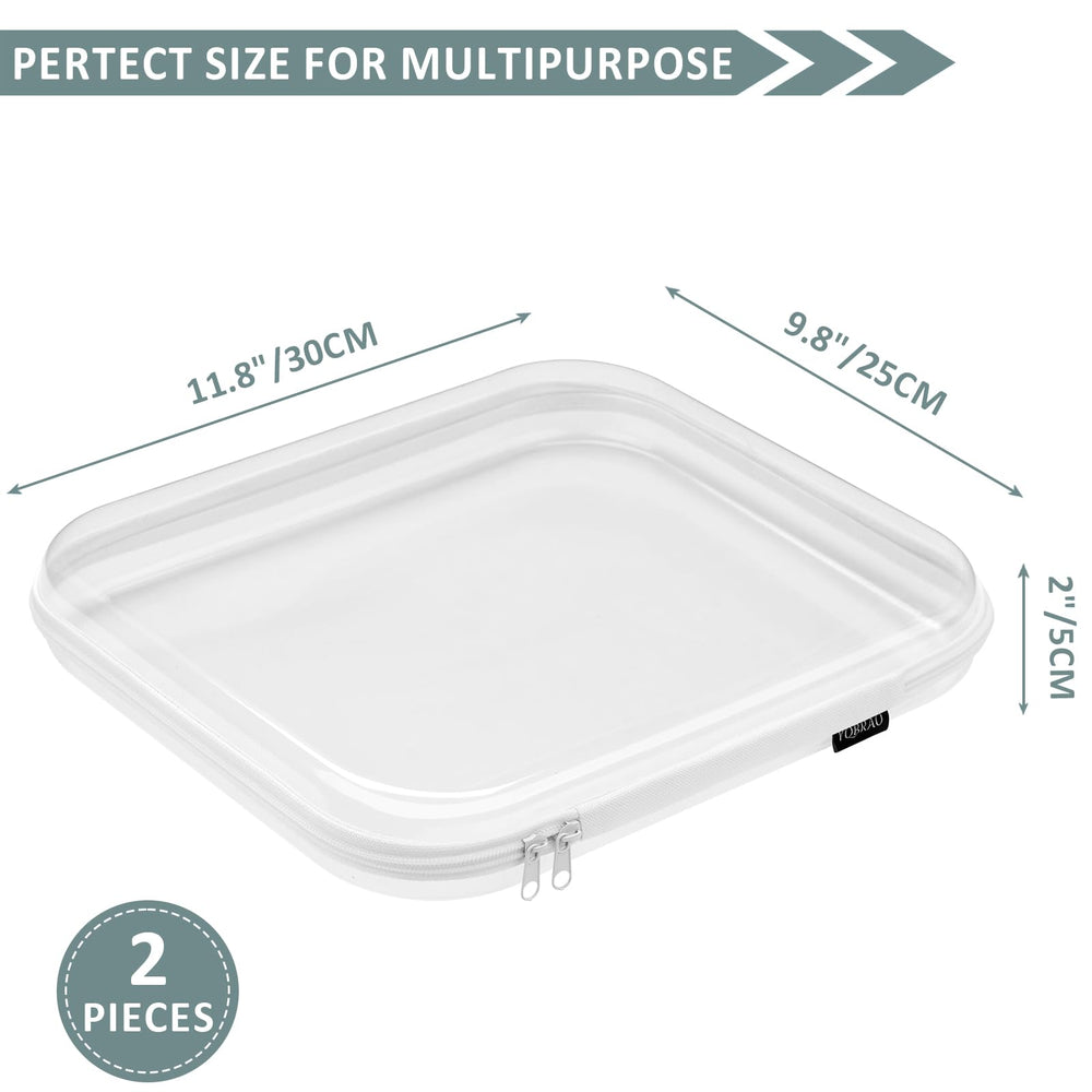 YQBRAO clear hard-shell zipper case interior organized for crafts and stationery
