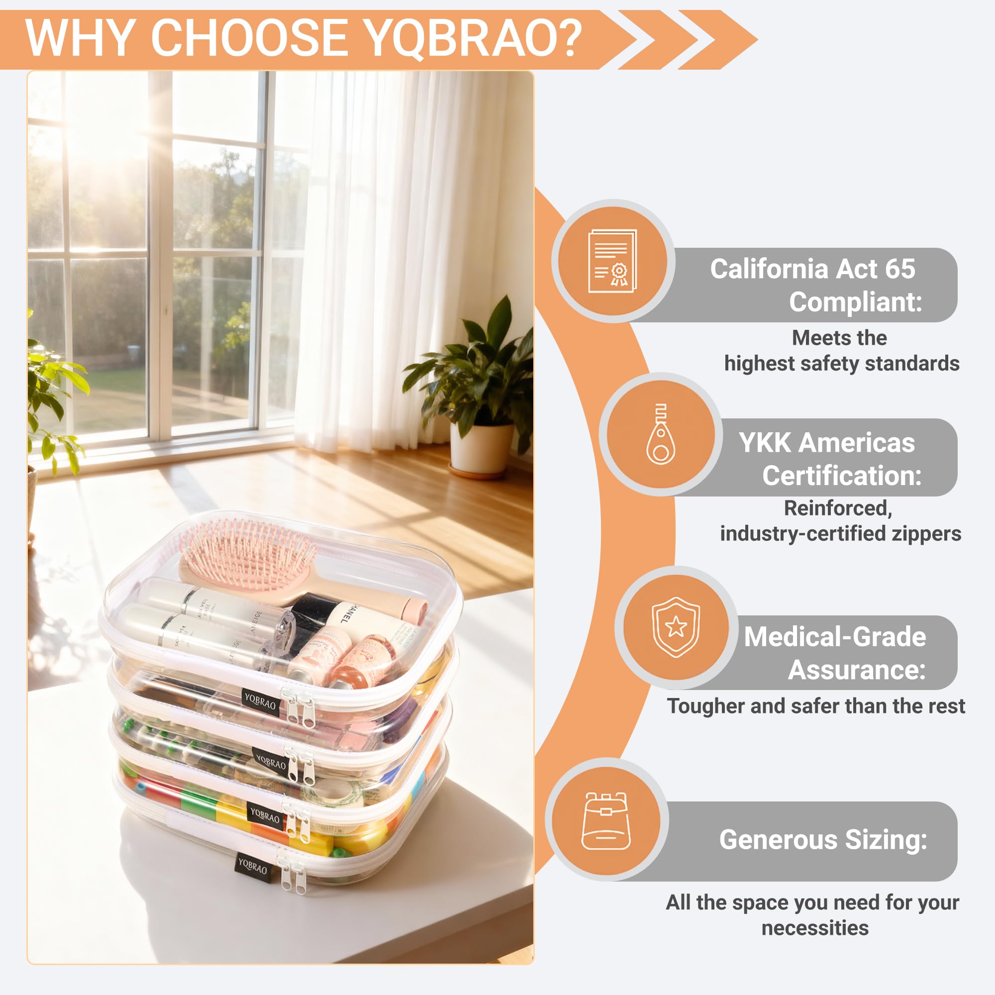 YQBRAO stackable design saves space in luggage or drawers.