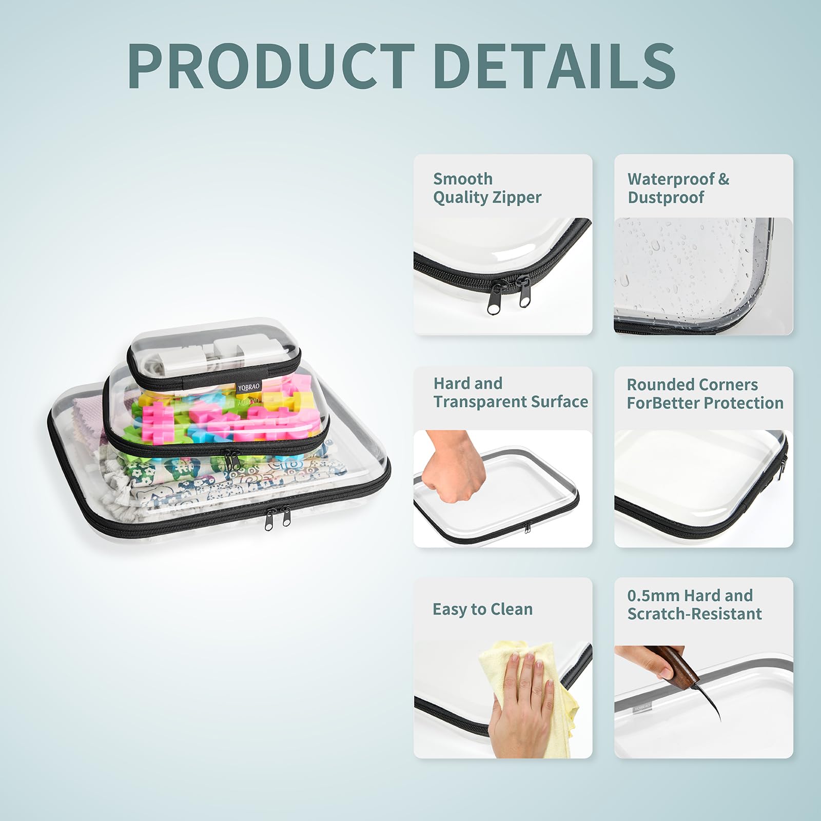 YQBRAO travel organizer arrangement showing compact luggage fit