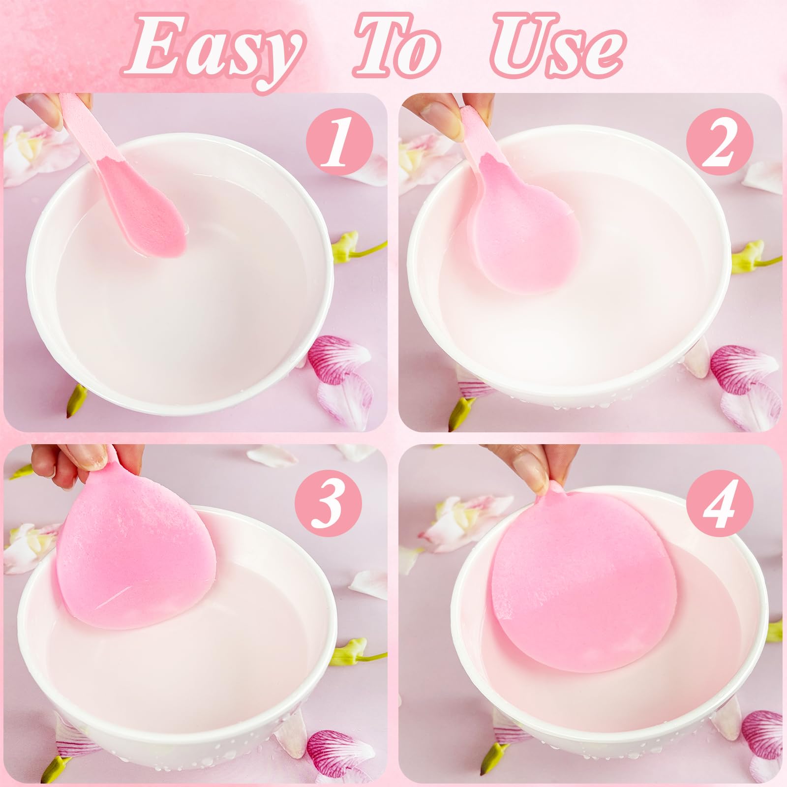 Ysanciuu pink compressed sponge expands to full-size exfoliating pad for gentle cleansing.