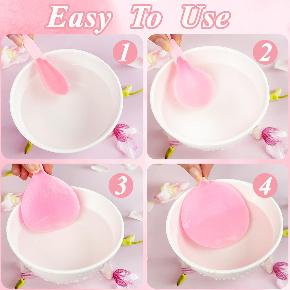 Ysanciuu pink compressed sponge expands to full-size exfoliating pad for gentle cleansing.