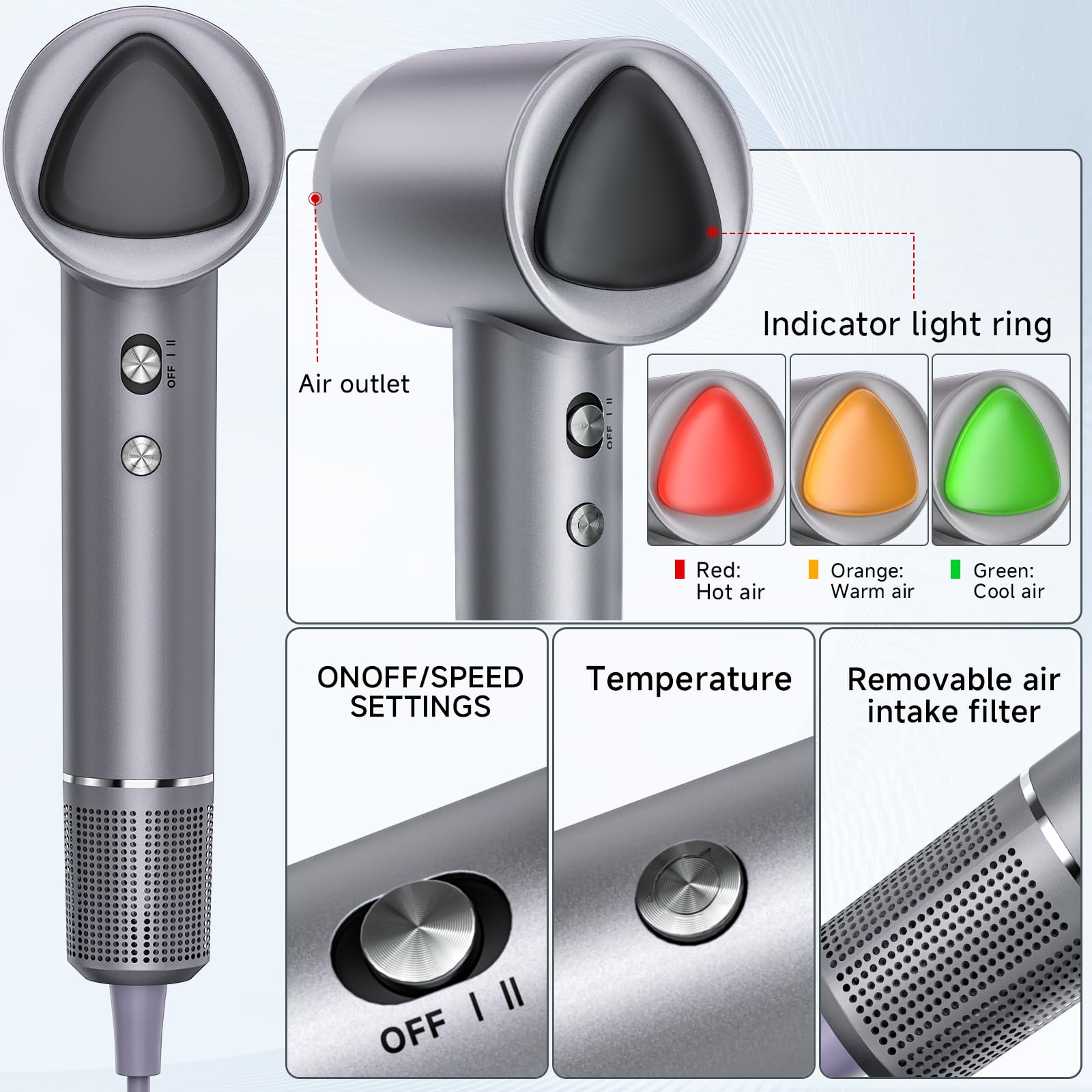 YSATERY hair dryer portable-lightweight design for travel