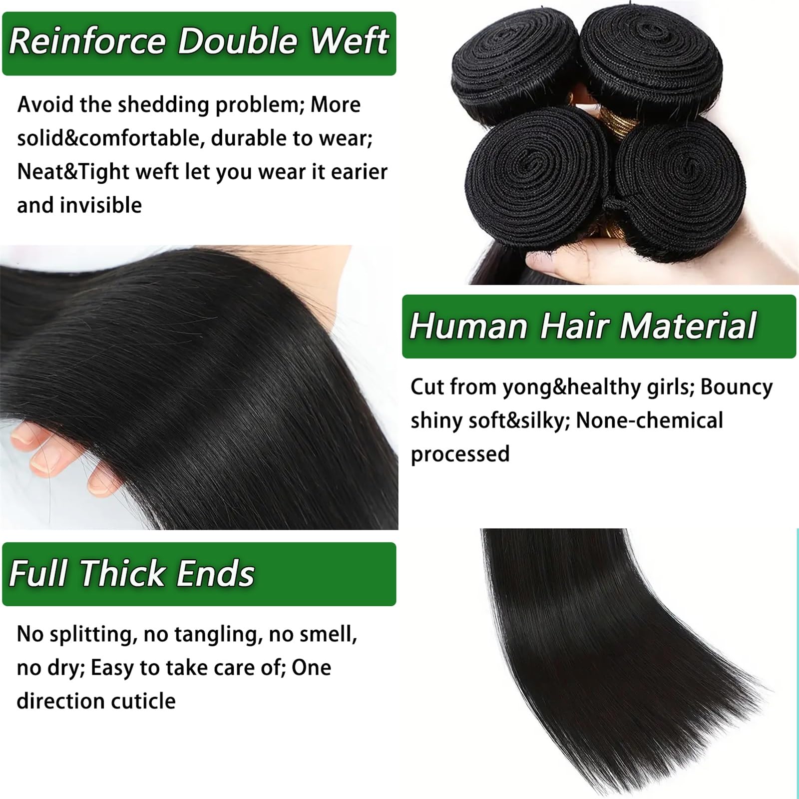 Ysivonu 20-inch straight bundle with smooth, glossy finish
