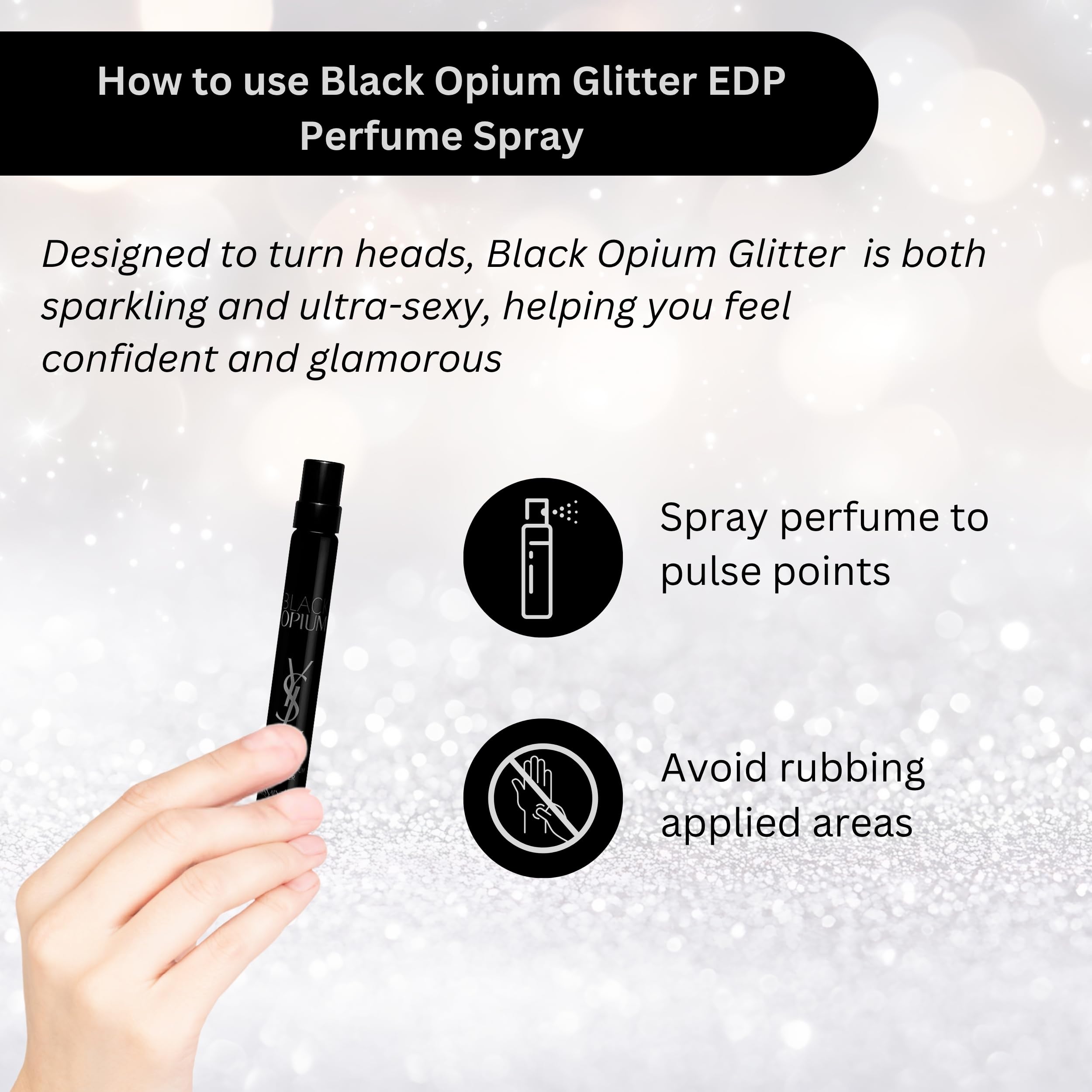 YSL Black Opium Glitter outer box ideal for gifting and presentation.