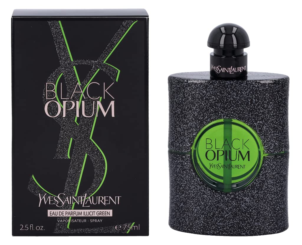 YSL Black Opium Illicit Green bottle front for bold evening style