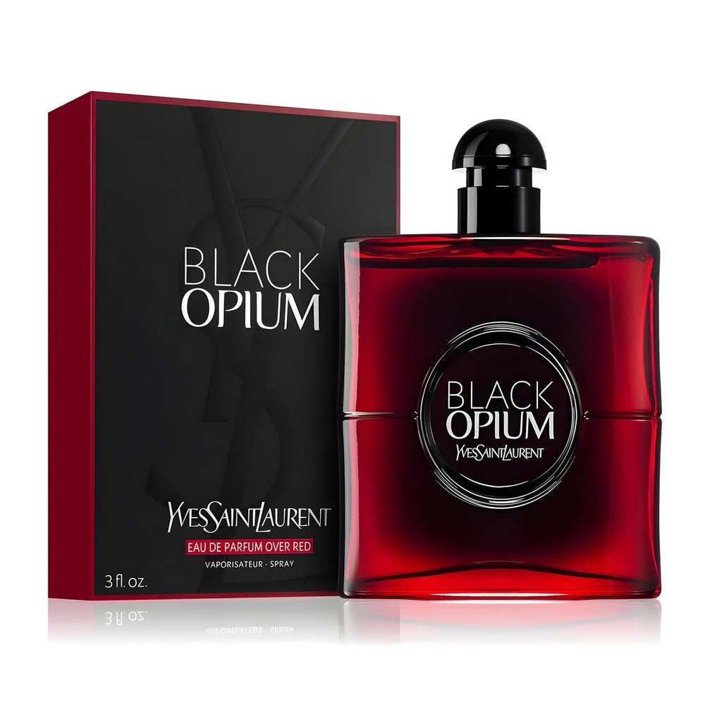 YSL Black Opium Over Red amber glow image evokes warm, spicy night-out mood.