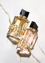YSL Libre bottle angled shot showcases signature silhouette and premium materials, perfect for luxe occasions.