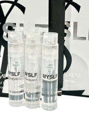 YSL MYSLF vial label close-up highlighting travel-size convenience