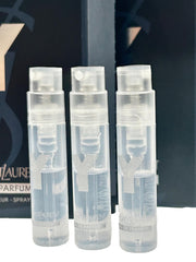 YSL Y Men EDP close-up dispense vial, convenient sample for spontaneous scent exploration.