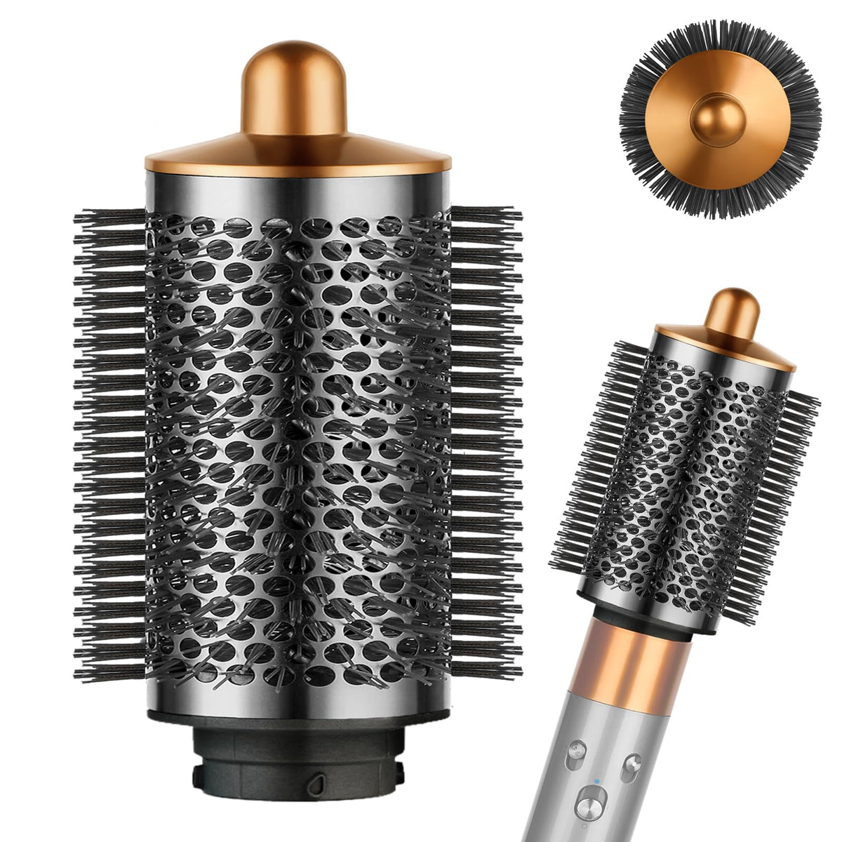 YTCHYYSK large round volumizing brush in nickel-copper for Dyson Airwrap, adds lift and body
