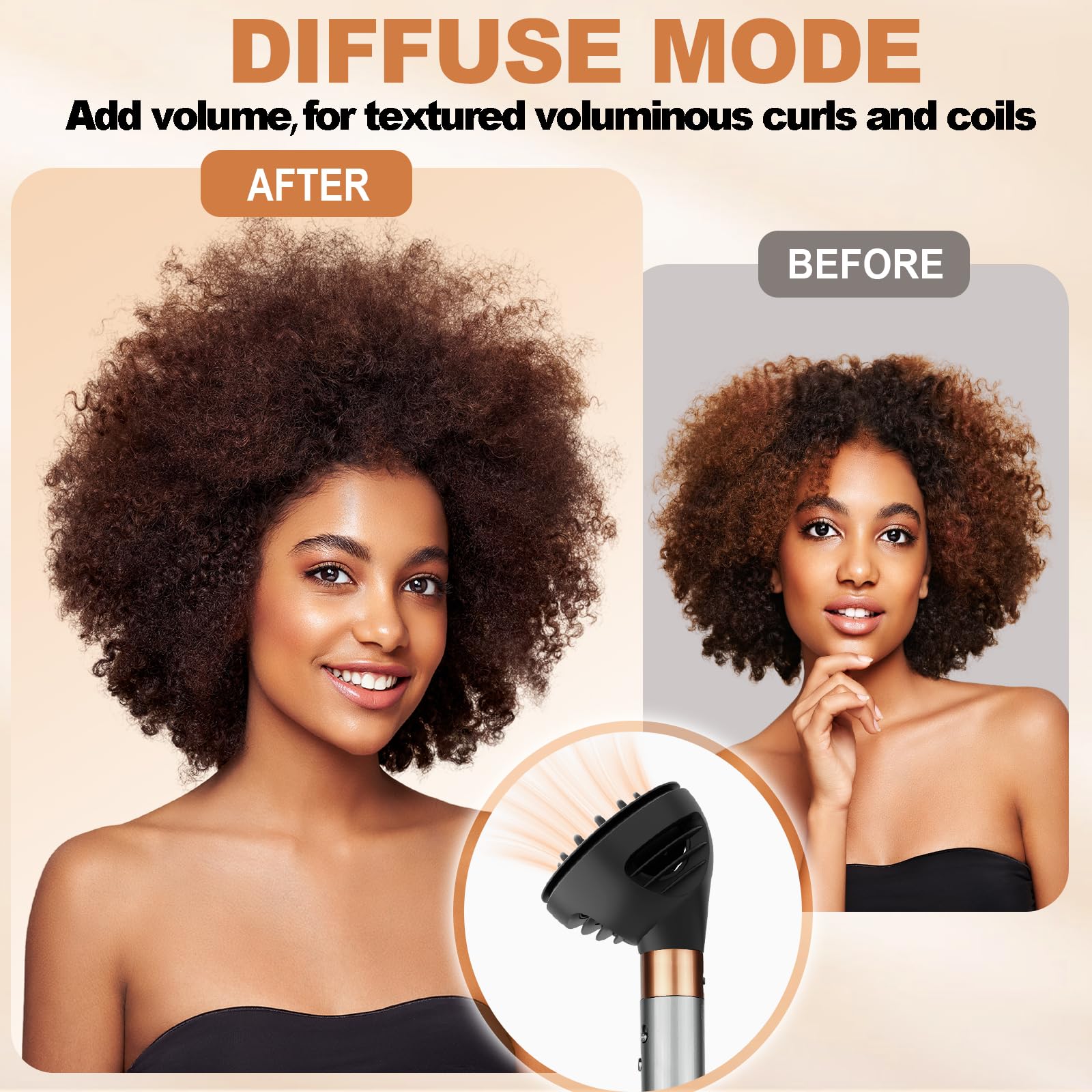 YTCHYYSK diffuser supports all curl types for versatile styling