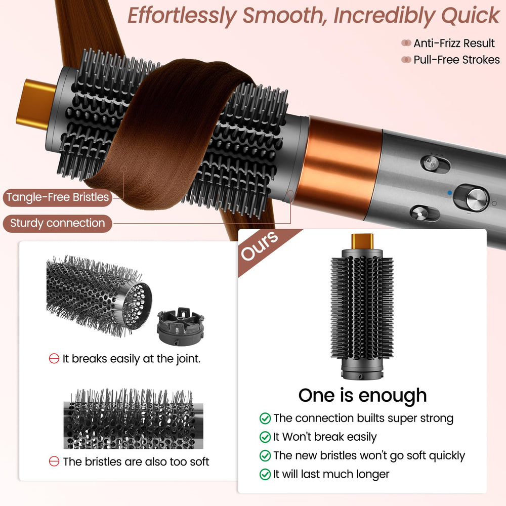 YTCHYYSK round brush attachment, Dyson Airwrap-compatible, showcasing precise fit.