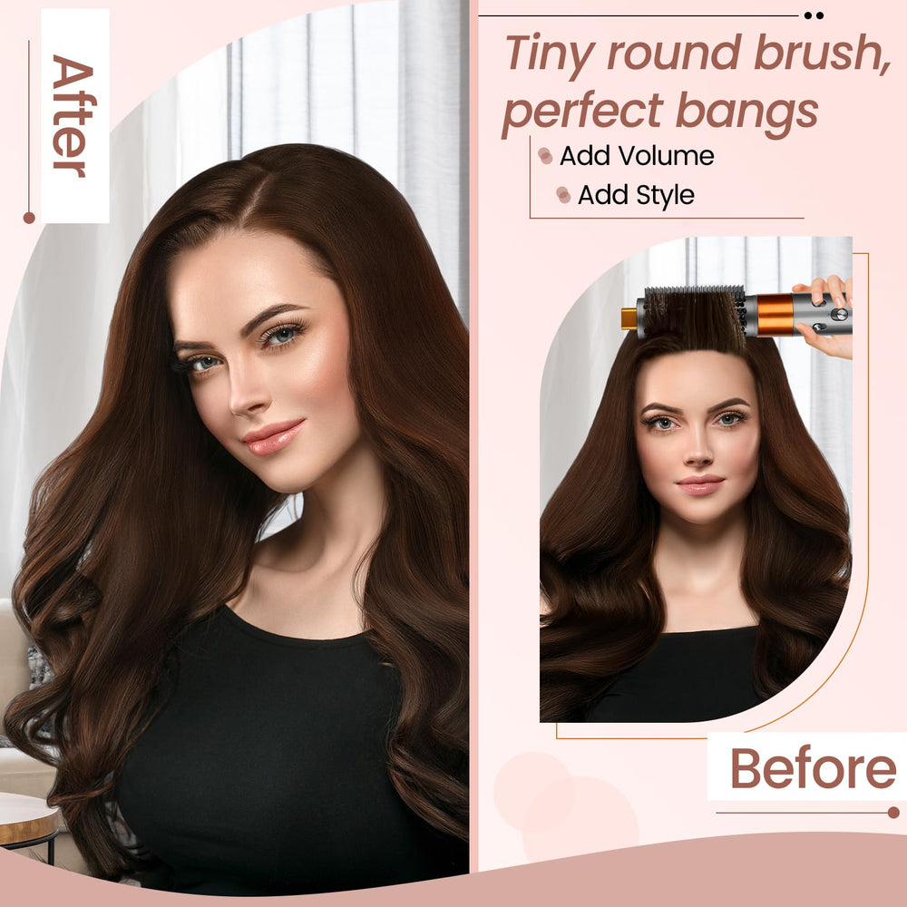 YTCHYYSK round brush attachment in use for straightening and volume.