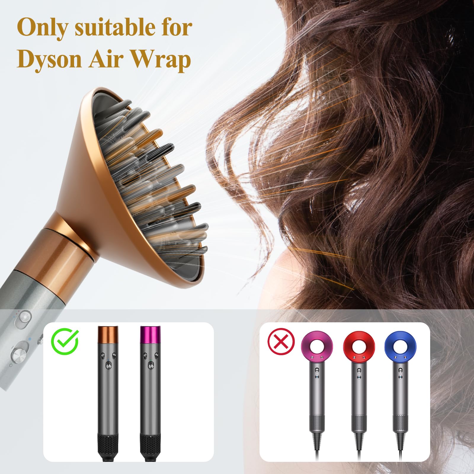 YTCHYYSK salon-quality diffuser attachment delivers premium results in a gold finish.