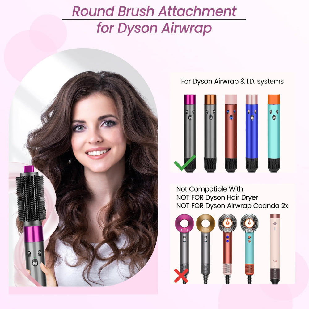 YTCHYYSK upgraded round brush-attachment in rose helps fringe shaping with Dyson Airwrap.