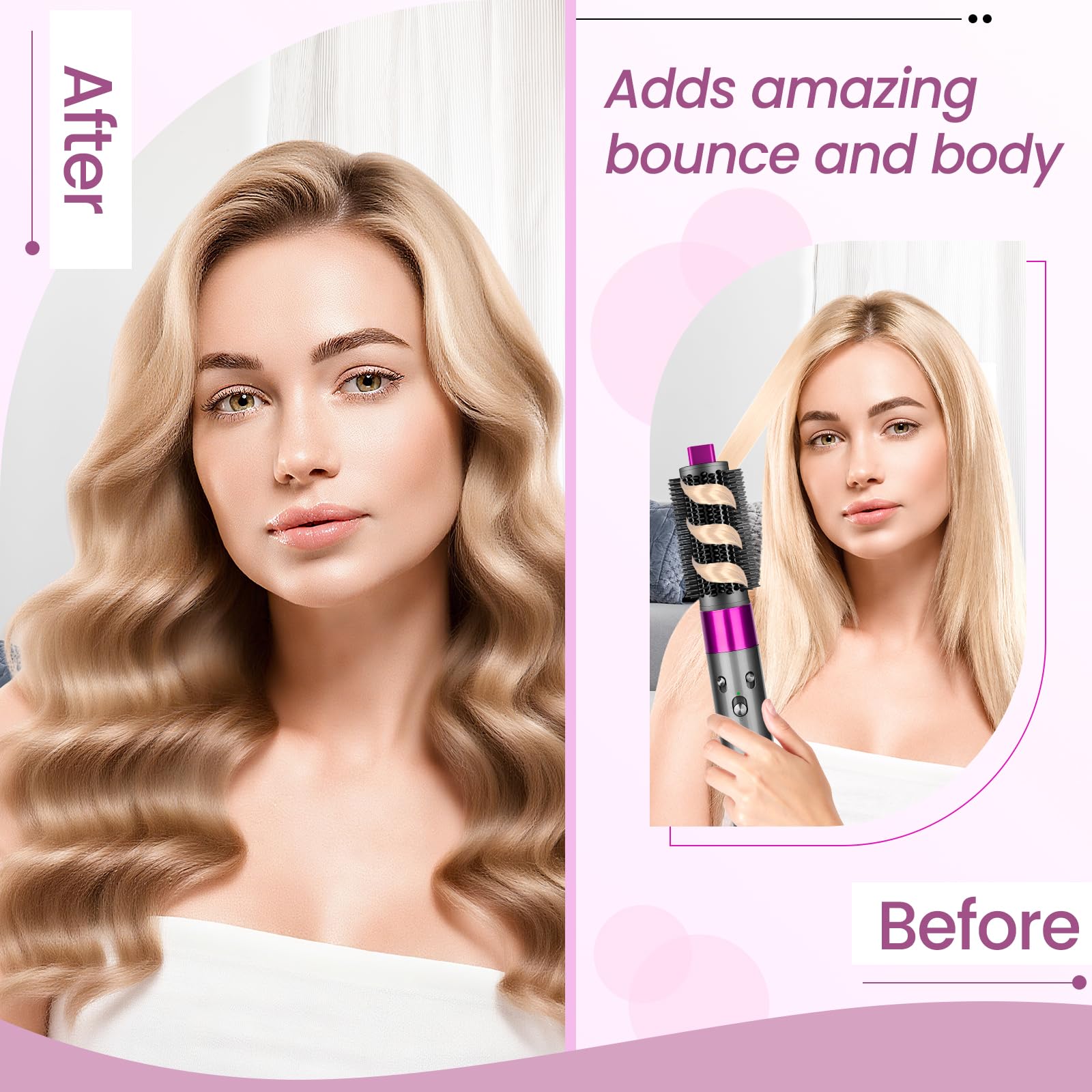 YTCHYYSK balanced barrel round brush-attachment designed for versatile styling on Dyson Airwrap Rose.