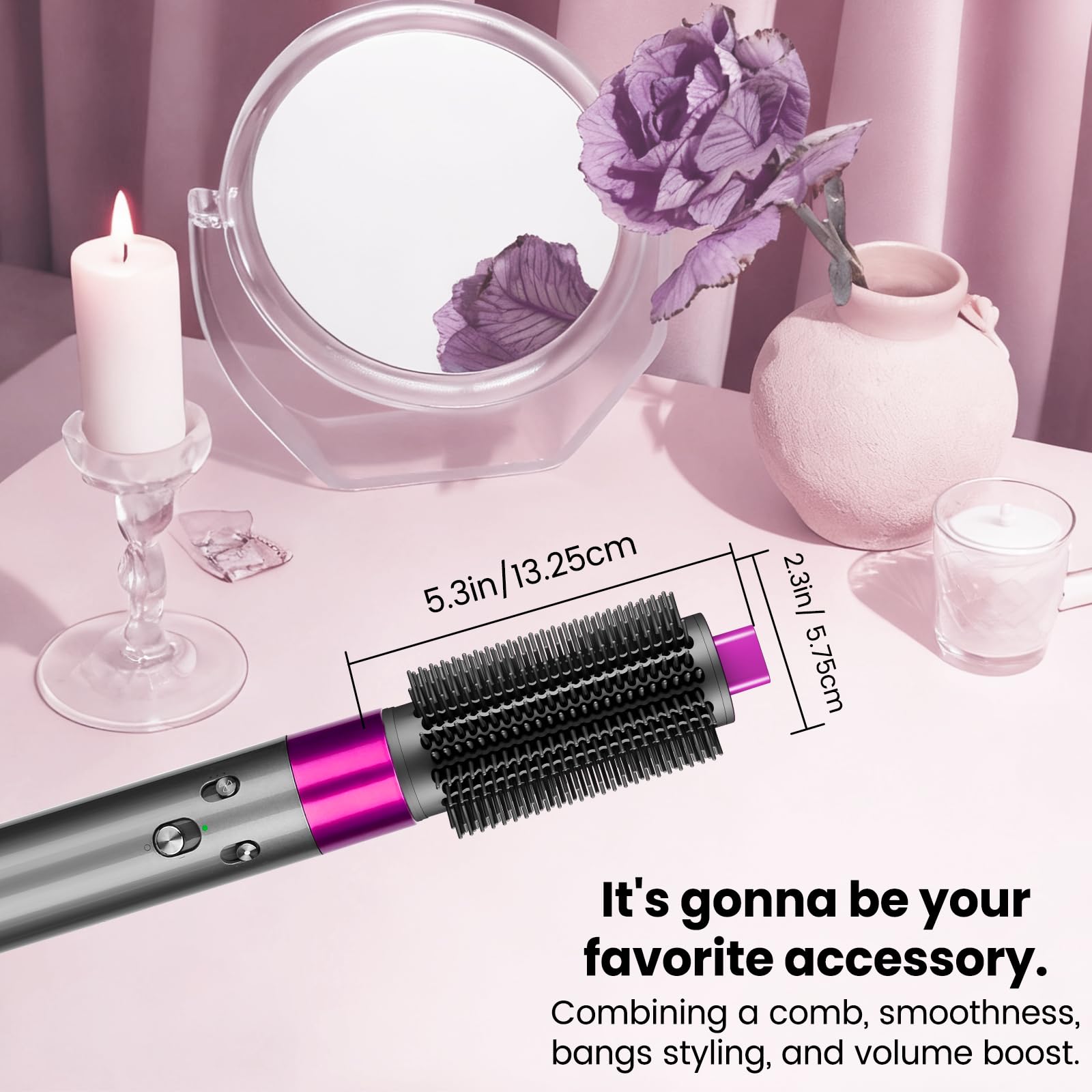 YTCHYYSK premium rose finish brush-attachment enhances daily styling with Dyson Airwrap.