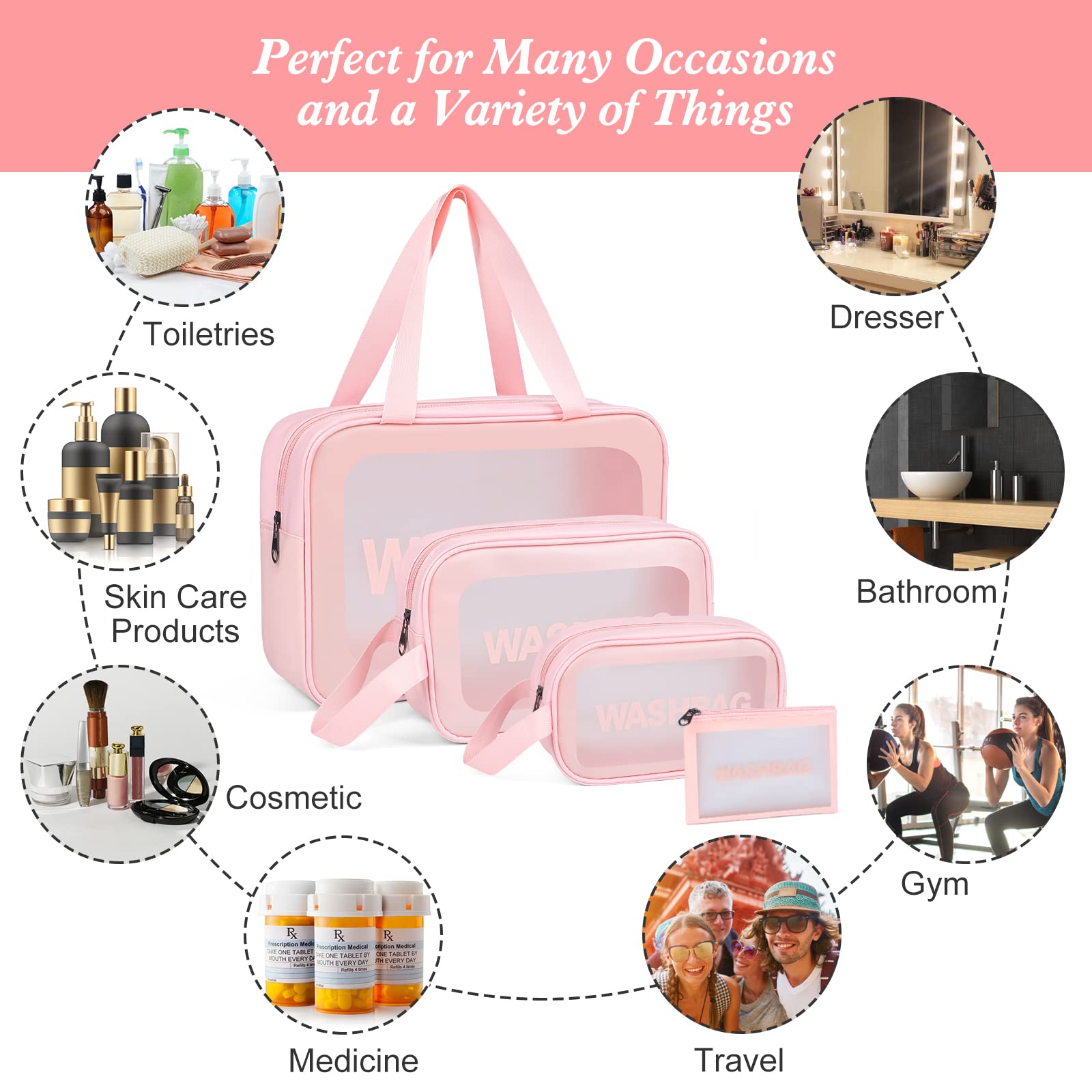 YuanCheng Upgrade Travel Toiletry Bag - flat makeup pouch for easy access