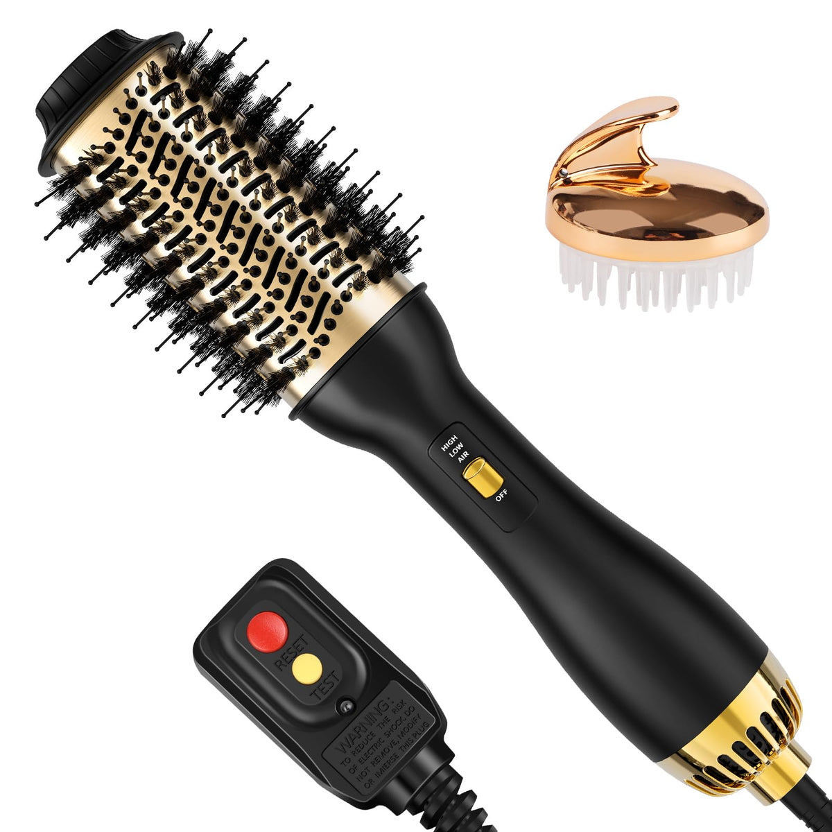 Yucafy 4-in-1 hot air brush front view for versatile styling and travel-ready convenience.