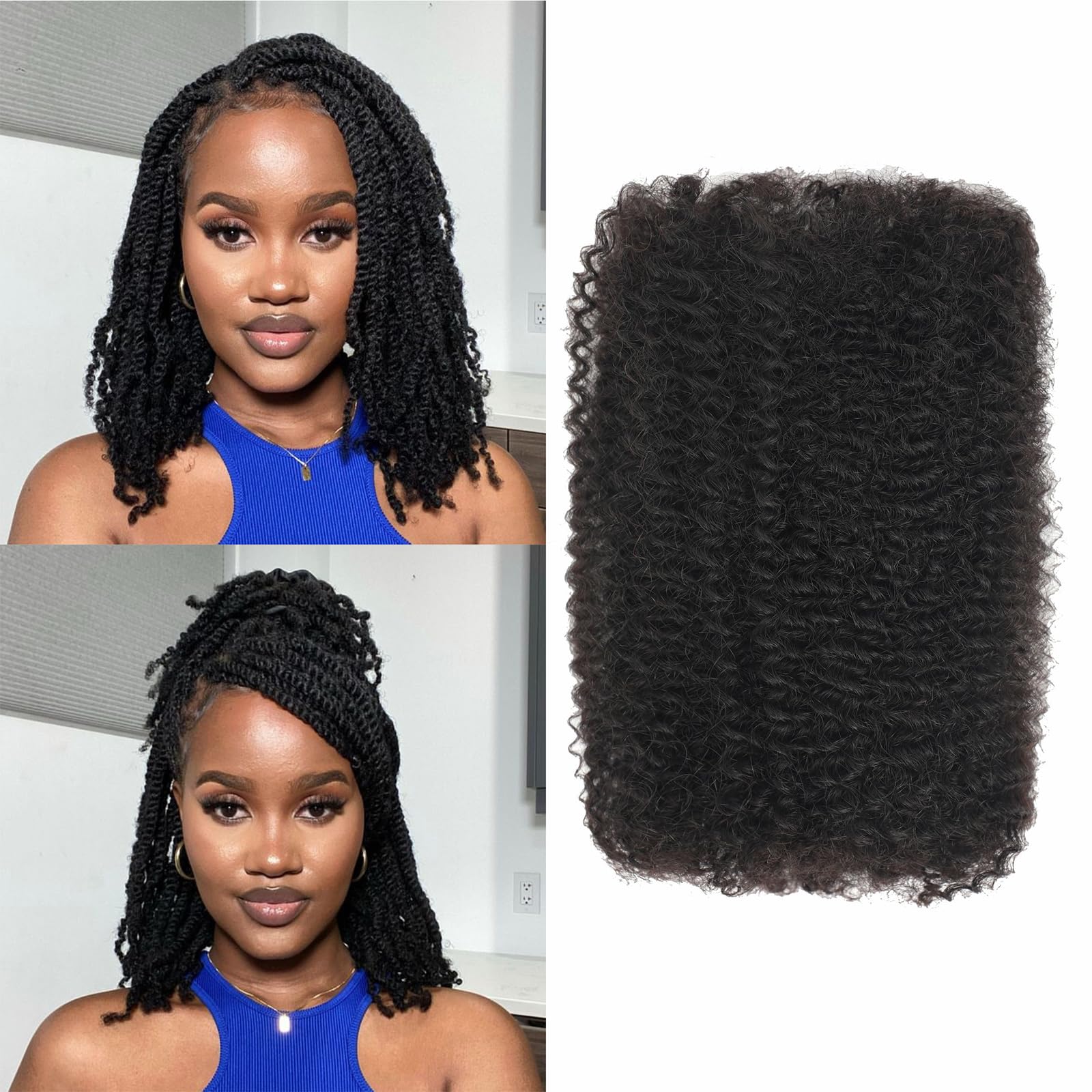 YuDragonFt Afro Kinky Bulk 18in bundle pack shows premium hair for durable dreadlock extensions.