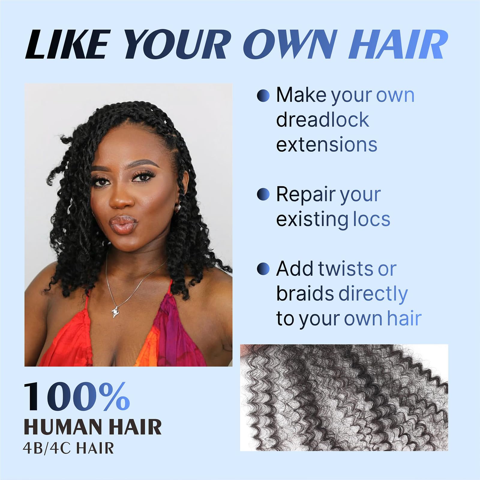 YuDragonFt Afro Kinky Bulk dreadlock extension use demonstrates versatile styling options.