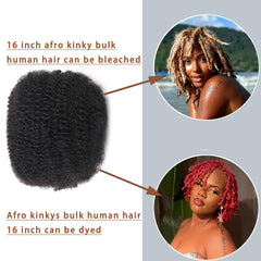YuDragonFt Afro Kinky Bulk Hair natural black color blends with your hair