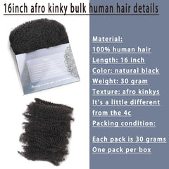 YuDragonFt Afro Kinky Bulk Hair soft pliable texture for micro-twists
