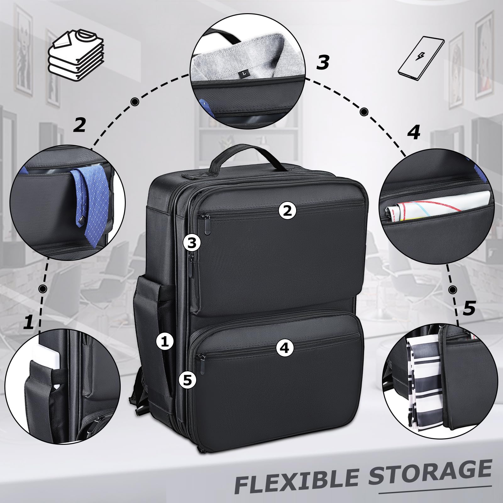 Yueieoun barber bag clipper compartments protect clippers and guards during travel.