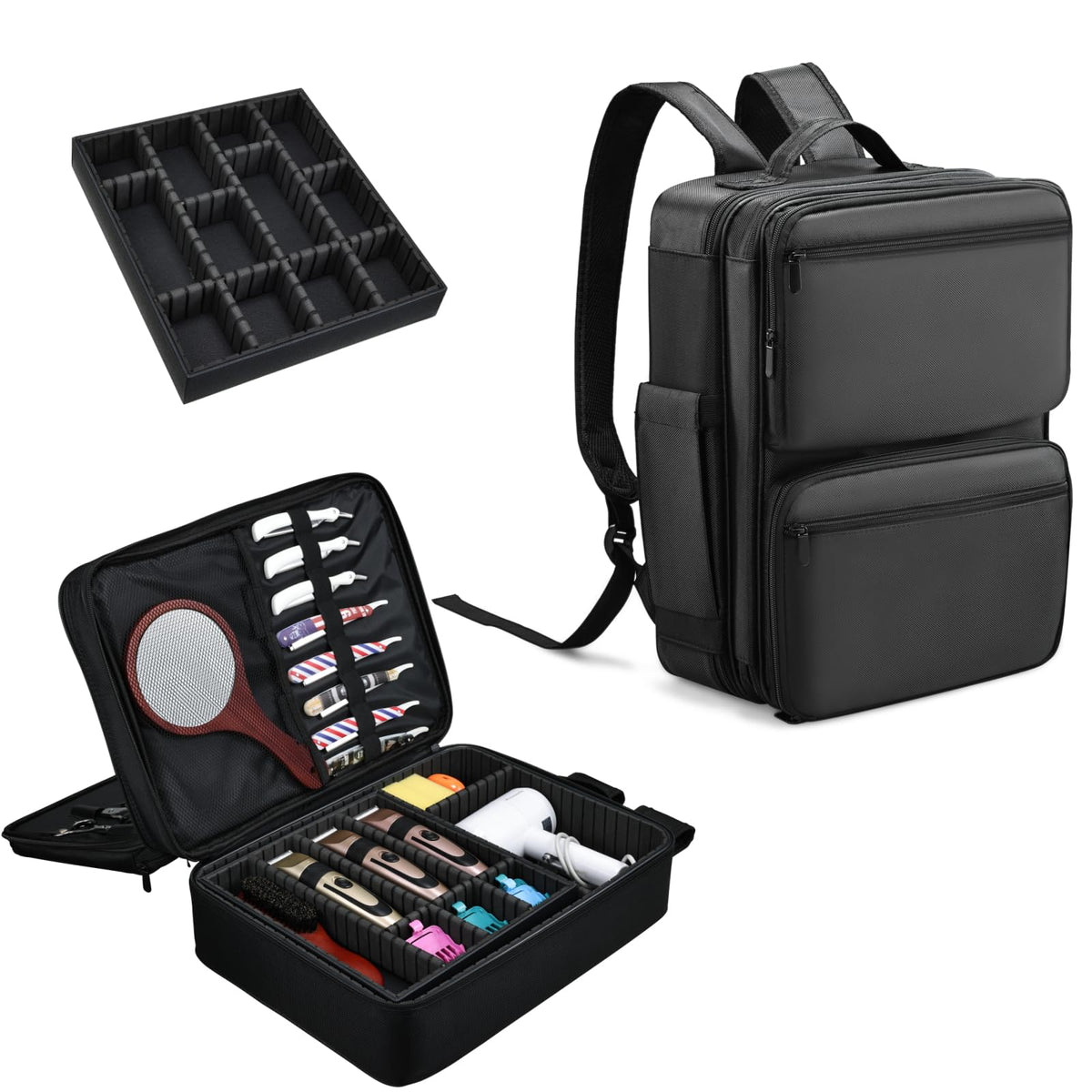 Yueieoun barber bag with detachable tray keeps clippers secure during on-the-go travels.