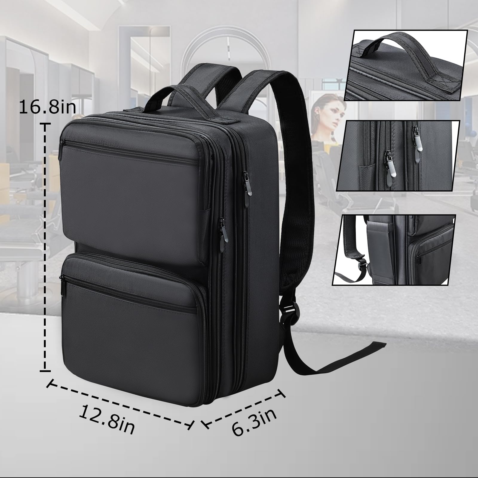 Yueieoun barber bag side pocket enables quick access to essentials.