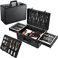 Yueieoun barber case with six-clippers sliding tray enhances professional organization on the go.