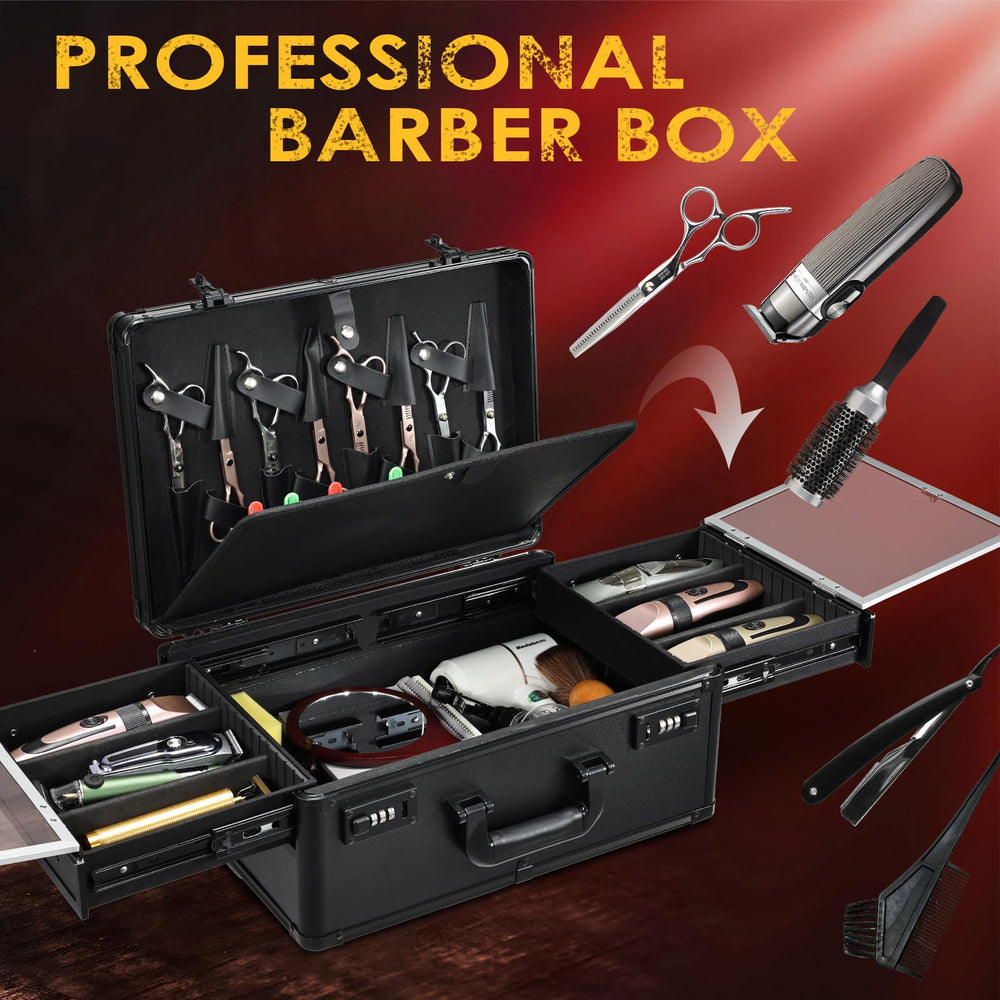 Yueieoun barber case clear lids protect tools while displaying clippers for quick access.