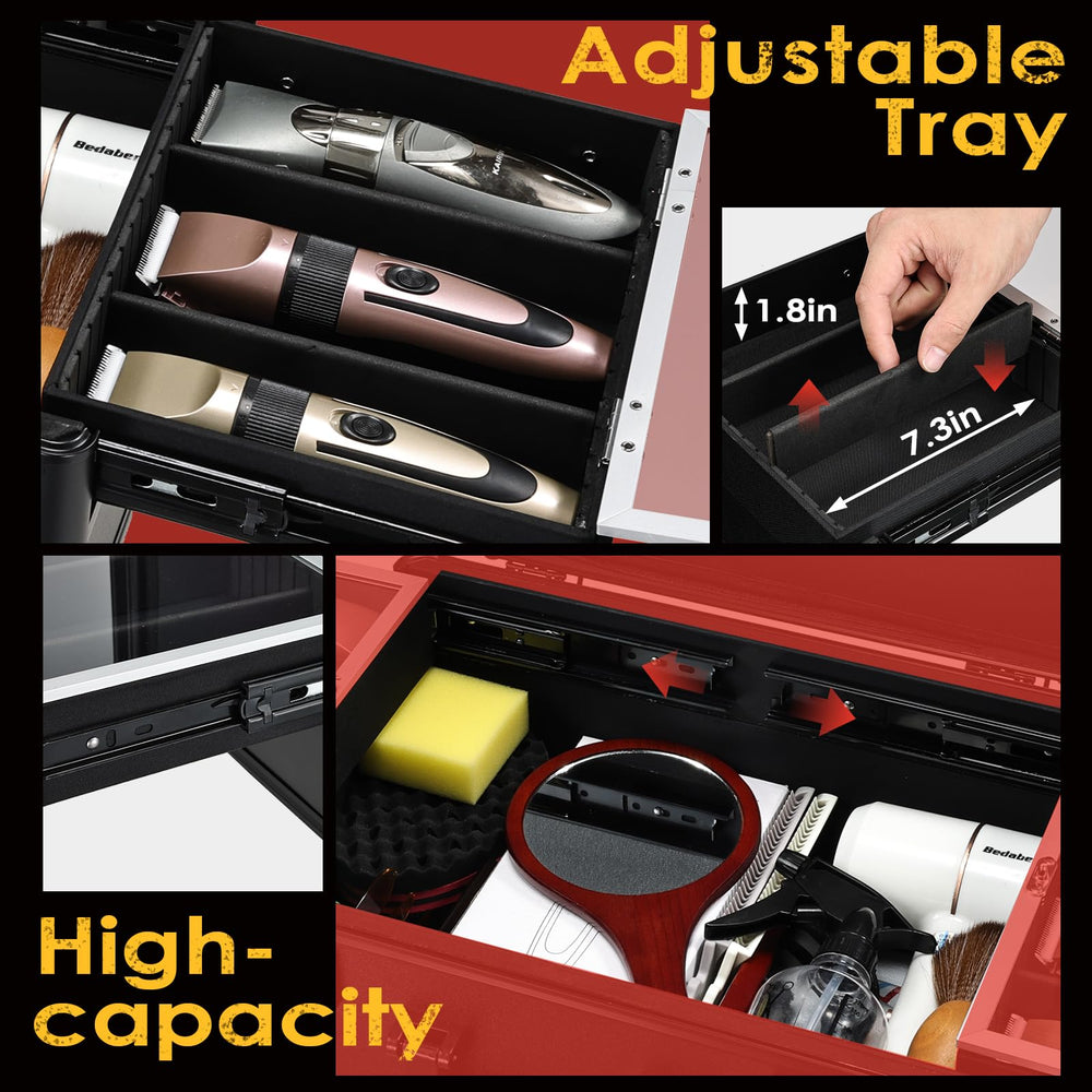 Yueieoun barber case password buckle system secures tools at the station.