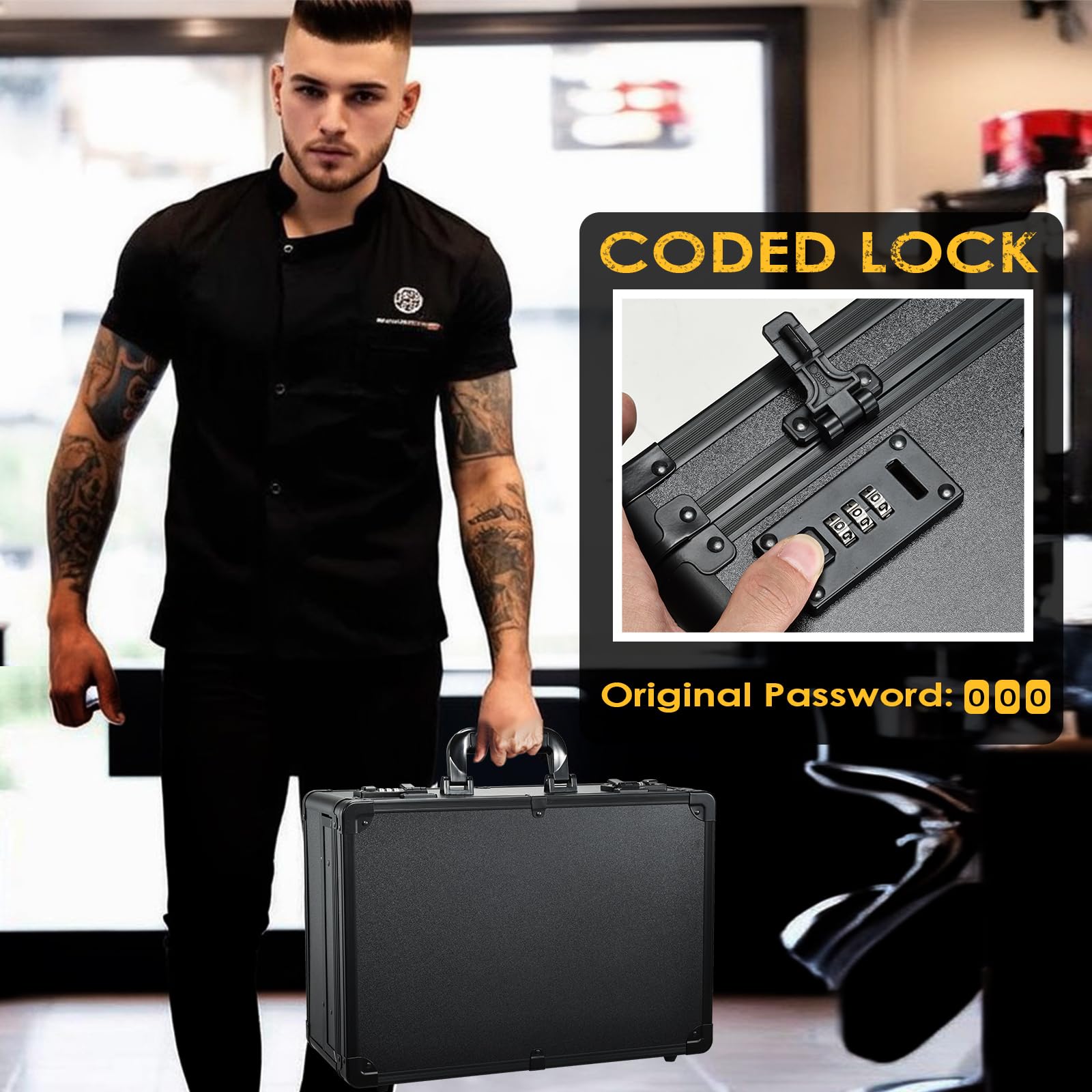 Yueieoun barber case supports two padlocks for added security.