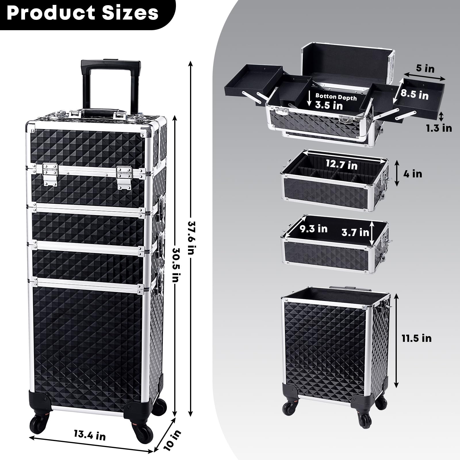 The Yueieoun rolling makeup train case open top compartment demonstrates quick-access daily essentials storage.