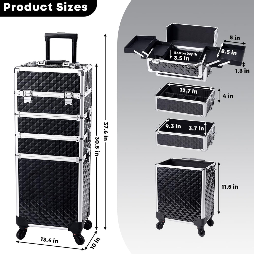 The Yueieoun rolling makeup train case open top compartment demonstrates quick-access daily essentials storage.
