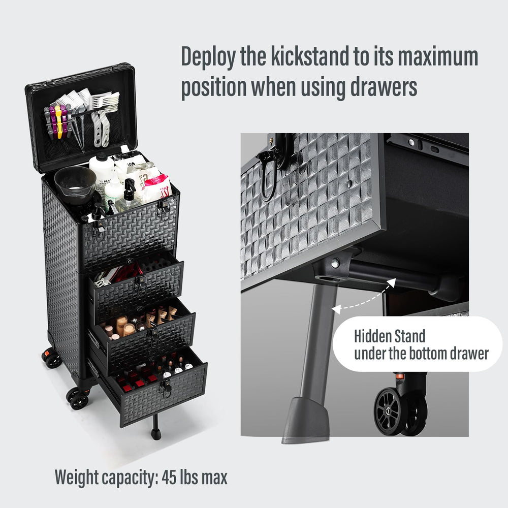 Yueieoun salon cart 360-degree wheels offer smooth mobility on various floors.
