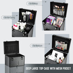 Yueieoun salon cart deep top case with mesh pocket keeps full-size products organized.
