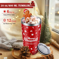 YUEONEWIN insulated tumbler Merry Christmas—keeps beverages hot or cold for hours.