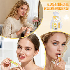 YUEONEWIN lip balm tubes emphasize hydrating relief with plant extracts.