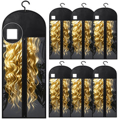 Yujiash wig storage bag with built-in hanger keeps wigs organized and tangle-free.