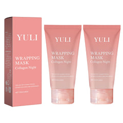 YULI collagen night mask jar closeup highlighting rich formula for overnight care