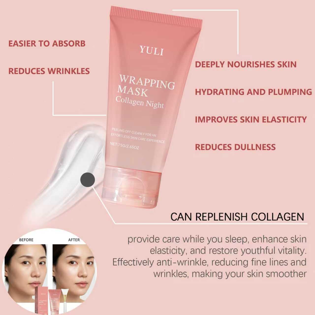 YULI peel-off mask drying on skin illustrates breathable moisture seal